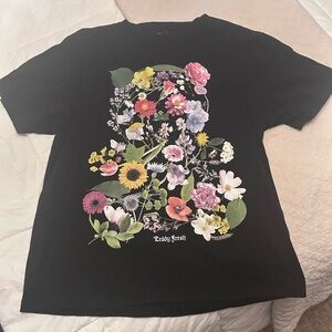 Teddy Fresh Black Multicolor Floral Tee